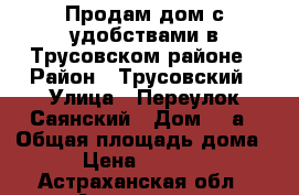 Продам дом с удобствами в Трусовском районе › Район ­ Трусовский › Улица ­ Переулок Саянский › Дом ­ 5а › Общая площадь дома ­ 30 › Цена ­ 1 500 000 - Астраханская обл., Астрахань г. Недвижимость » Дома, коттеджи, дачи продажа   